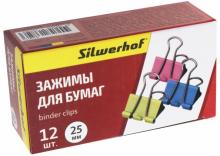 Зажимы 25мм 12шт для бумаг цветные (510013)