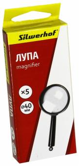 Лупа офисная d=40мм x5 черный (671105)