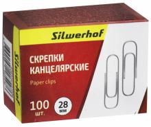 Скрепки 28 мм 100шт металл оцинкованные  (491029)