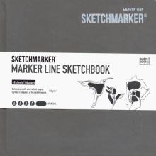 Скетчбук 48л, MARKER LINE 160г/м2 MLHSQ/CHARC