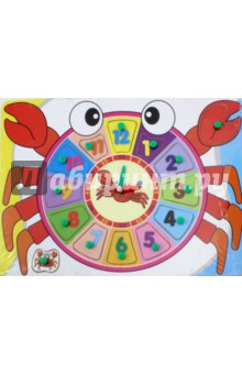 67918 Деревянный пазл-часы Краб