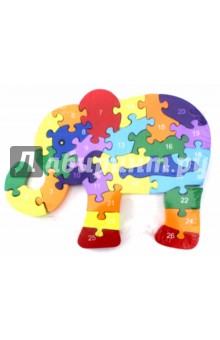 67924 Деревянный пазл "Собери по числам" Слоник