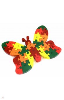 69357 Деревянный пазл "Собери по числам" Бабочка