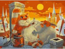 Живопись на картоне 30*40 Поздний ужин,3004-CS