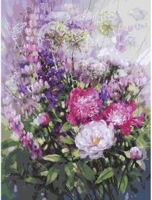 Живопись на картоне 30*40 Пионы и люпины,3025-CS