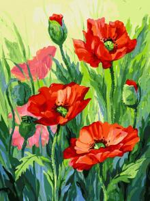 Живопись на холсте 30*40 Красные маки,155-AS
