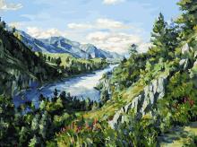 Живопись на холсте 30*40 Река Катунь,259-AS