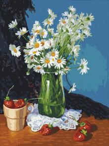 Живопись на холсте 30*40 Ромашки и клубника,365-AS