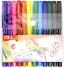 Фломастеры 12цв Deli EC10003 ColoRun