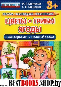 Цветы, грибы, ягоды с загадками и наклейками. 3+