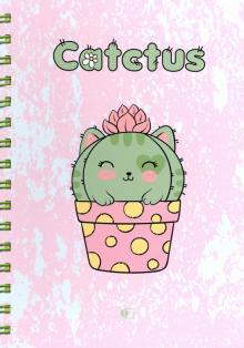 Блокнот "Кактус Кот" с бантиком/ "Catctus", one А5