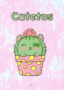 Блокнот "Кактус Кот" с бантиком/ "Catctus", one В6