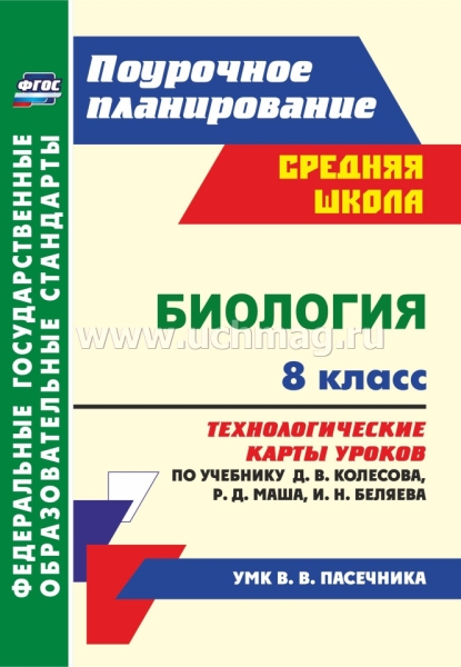 Биология. 8кл. Технологические карты уроков по учебнику Колесова