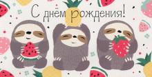 Конверт для денег С днем рожд.(ленивцы) 1-20-1024