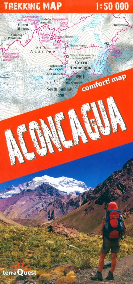 Аконкагуа. Карта гор. Aconcagua 1:50000 trekking map